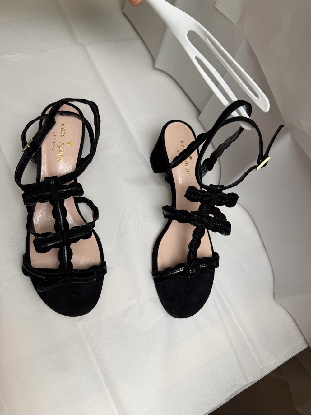kate spade Black Suede Multi-Bow Strappy Sandals - Picture 2 of 6